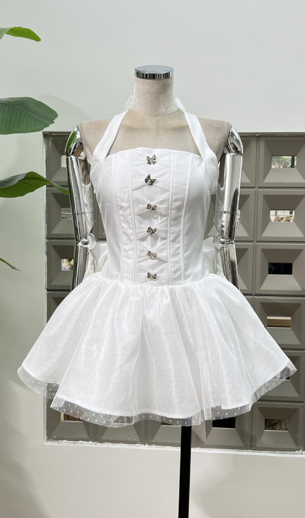 Helge Halter Bow Mini Dress