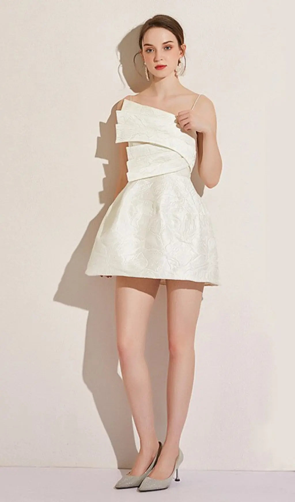 Aine Chic White Asymmetrical Mini Dress