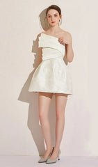 Aine Chic White Asymmetrical Mini Dress
