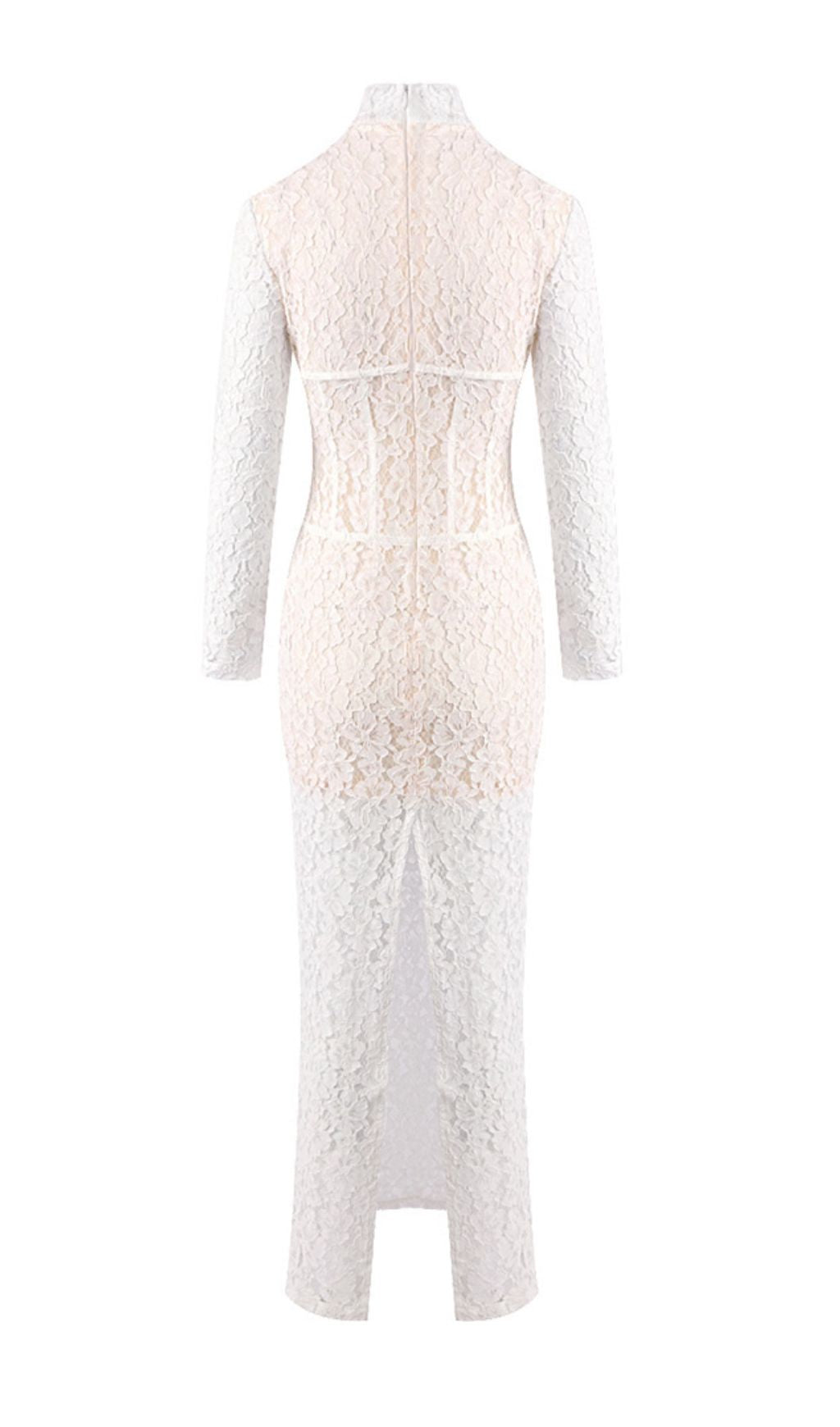 Isolde White Floral Lace Corset Maxi Dress