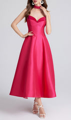 Carminda Luxe Rose Red Sweetheart Midi Dress