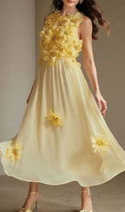 Garo Enchanting 3D Floral Midi Dress