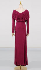 Goldy Elegance Draped Ruched Maxi Dress