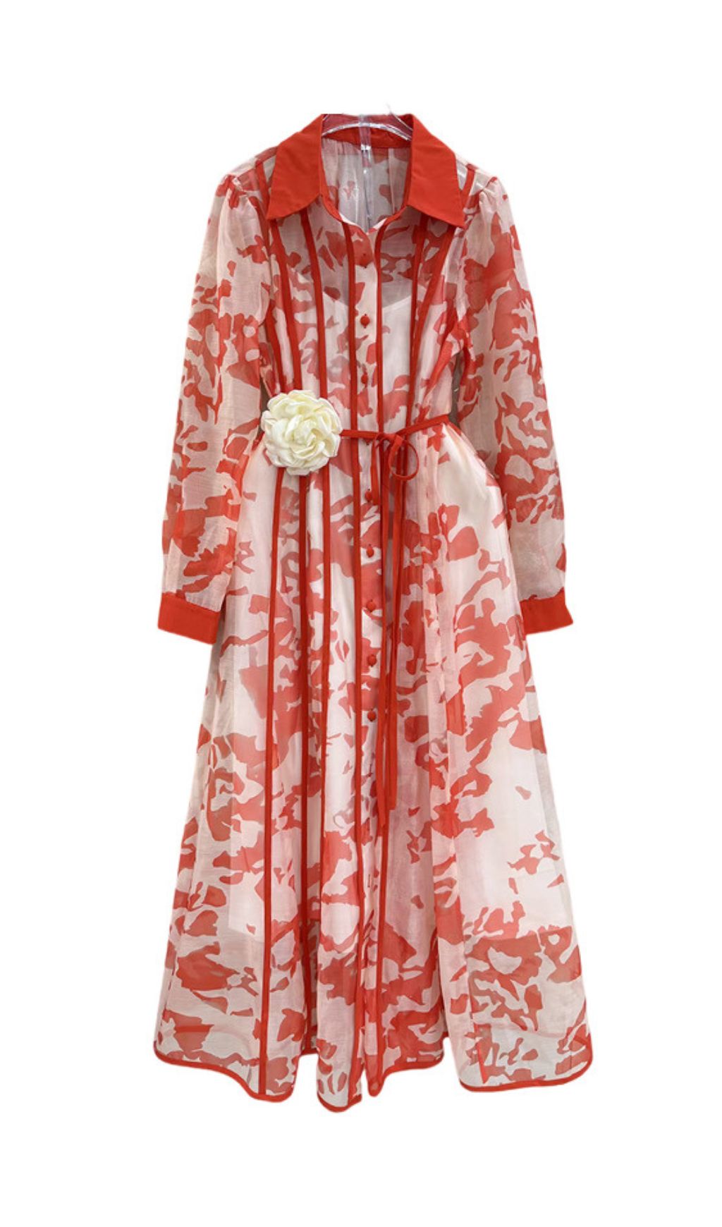 Ffion Abstract Monochrome Belted Midi Shirt Dress