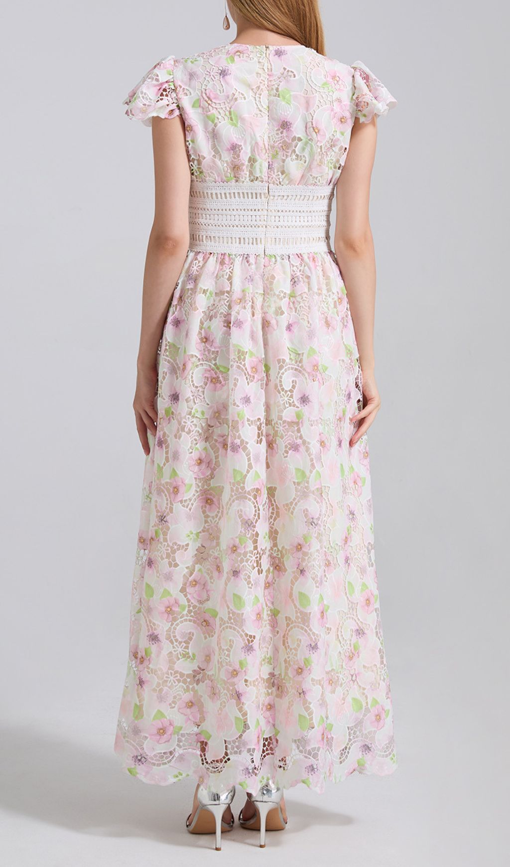 Ezlynn Garden Bloom Embroidered Lace Maxi Dress