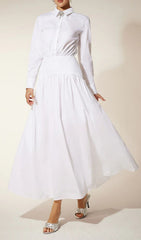 Eilert Chic White Ruched Shirt Dress