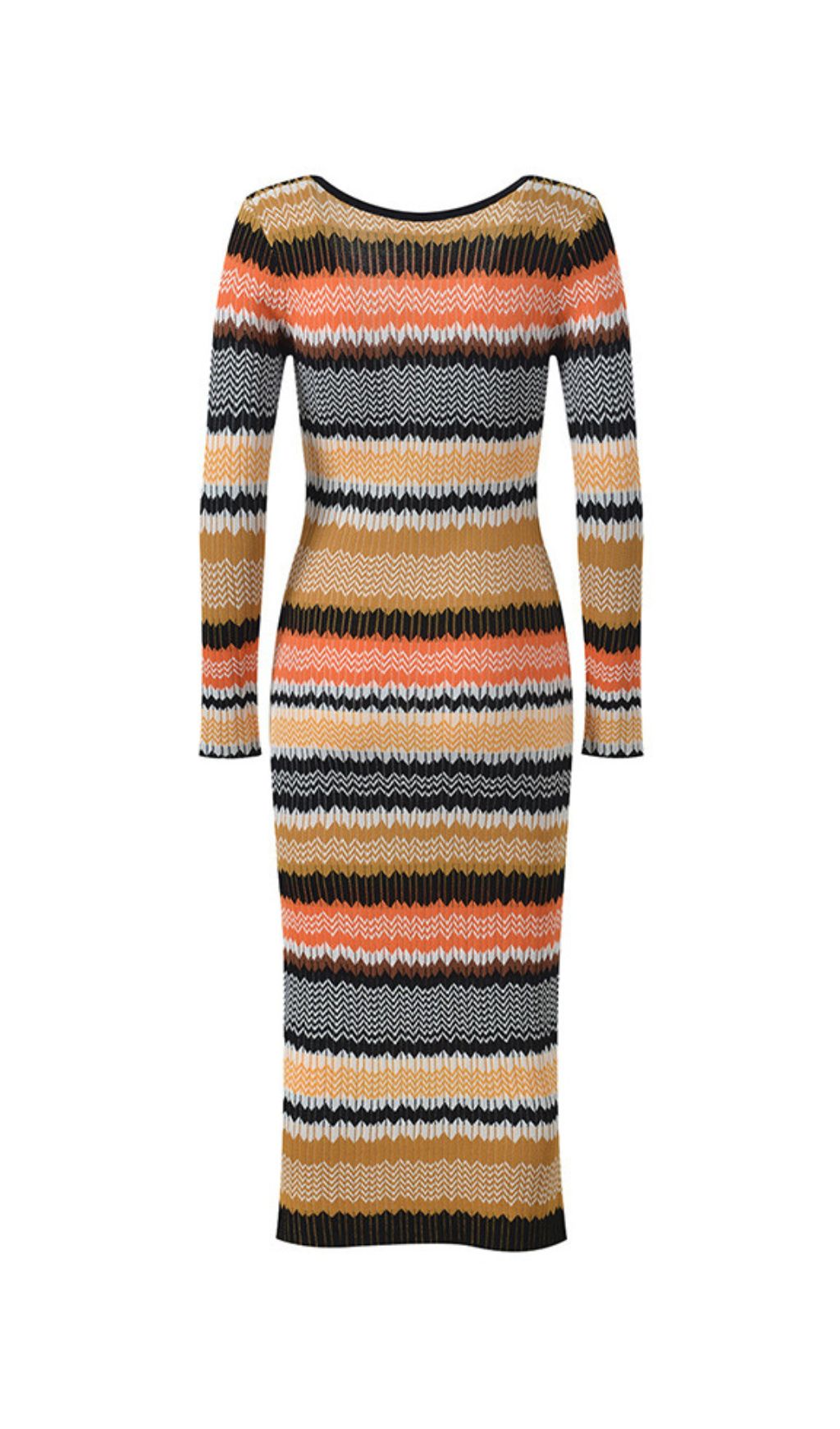 Juliette Boho Chic Wavy Striped Knit Midi Dress