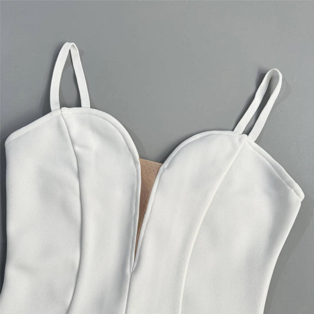 Gellrt Diamante Black & White Bandage Maxi Dress