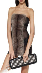 Inza Glamour Faux Fur Strapless Mini Dress