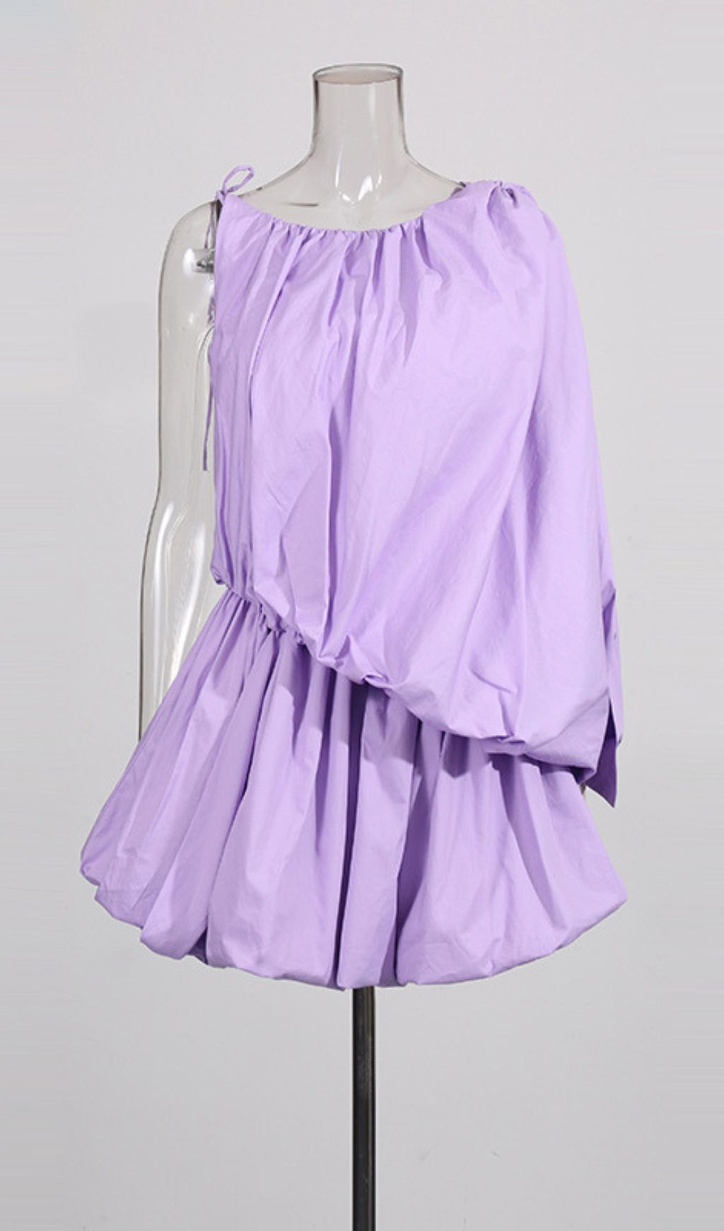 Hea Lilac Asymmetrical Bubble Mini Dress
