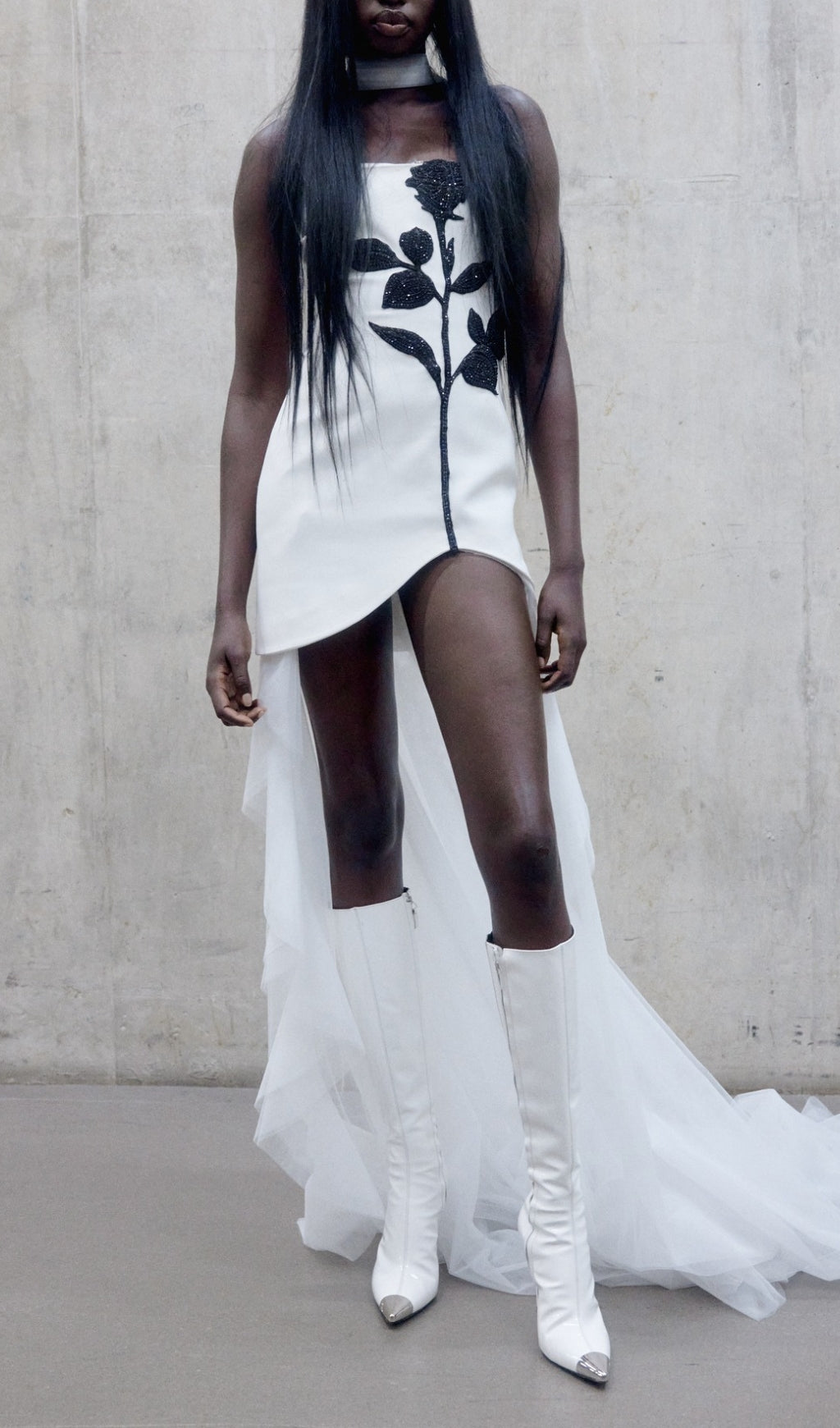 Becky White Strapless Rose Mini Gown