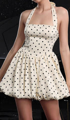 Dafydd Retro Polka Dot Halter Mini Dress