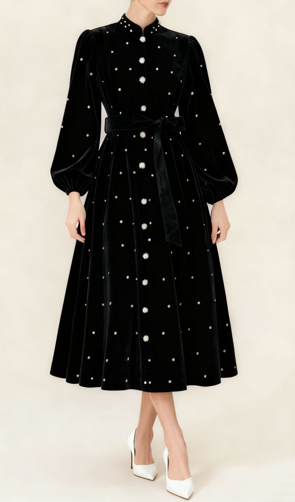 Iwalani Velvet Embellished Midi Dress