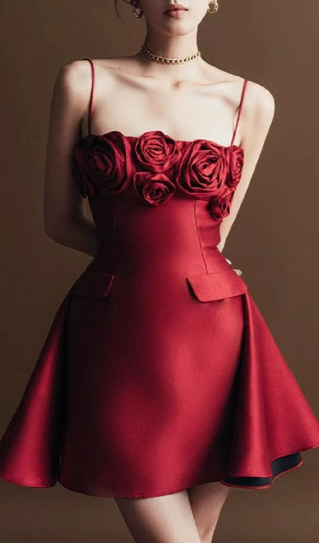 Emmie Red Rose Embellished Mini Dress