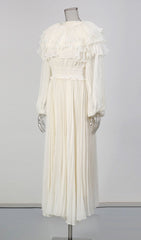 Julisa Ivory Ruffle Pleated Midi Dress