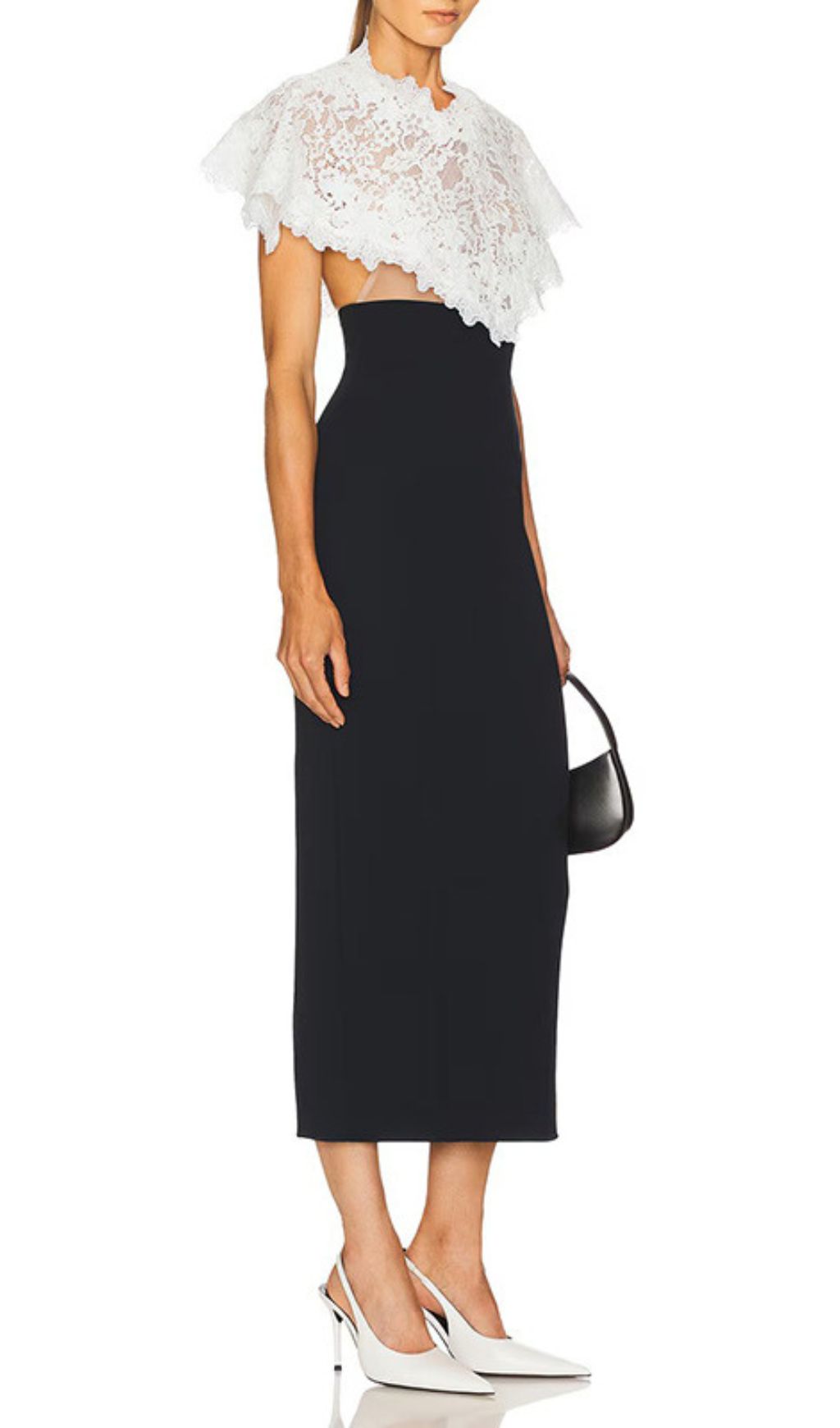 Ivy Black Cutout Bodycon Midi Dress & Ethereal Lace Capelet