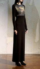 Juanita Ethereal Black Long Sleeve Maxi Dress