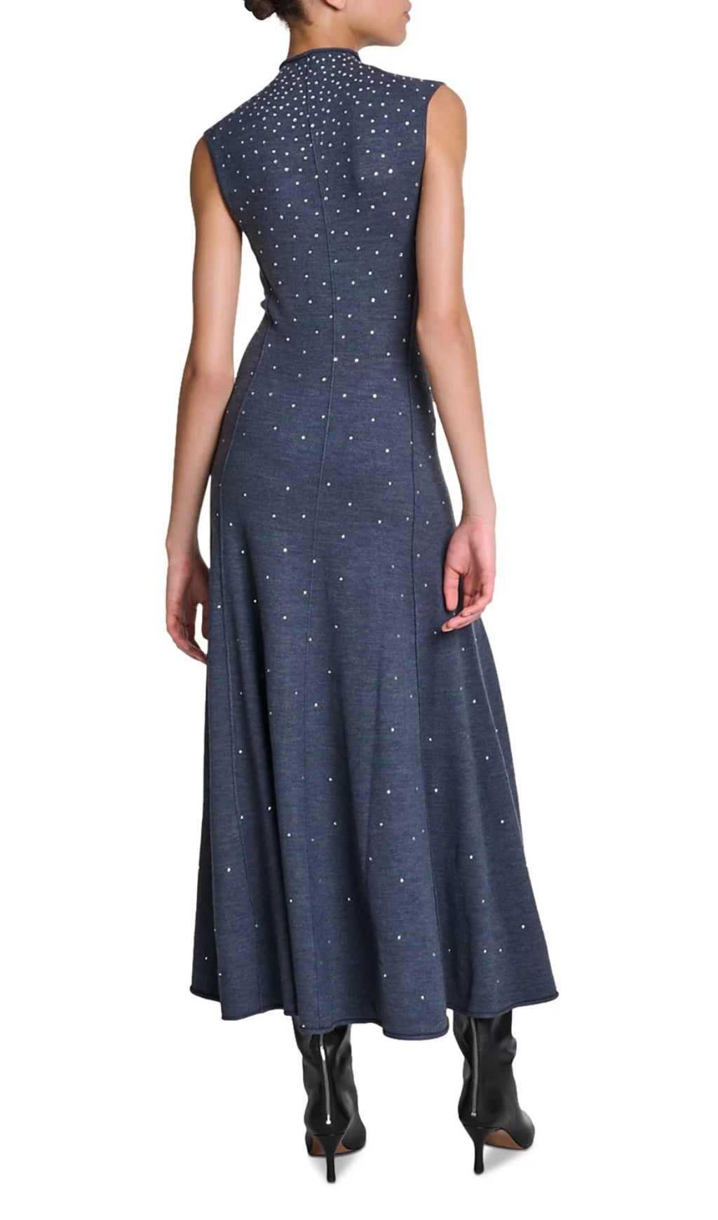 Dazzling Ristrassy Rhinestone Knit Maxi Dress