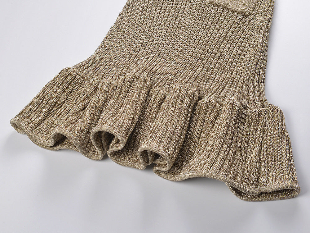 Shimmering Metallic Knit Mini Dress