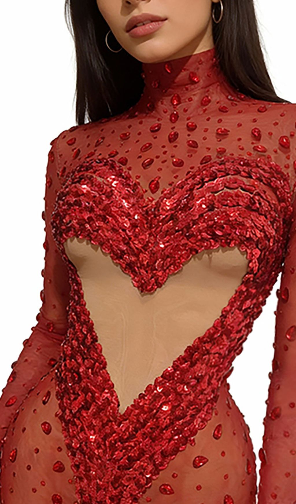 Jandina Dazzling Red Sequin & Diamante Mini Dress