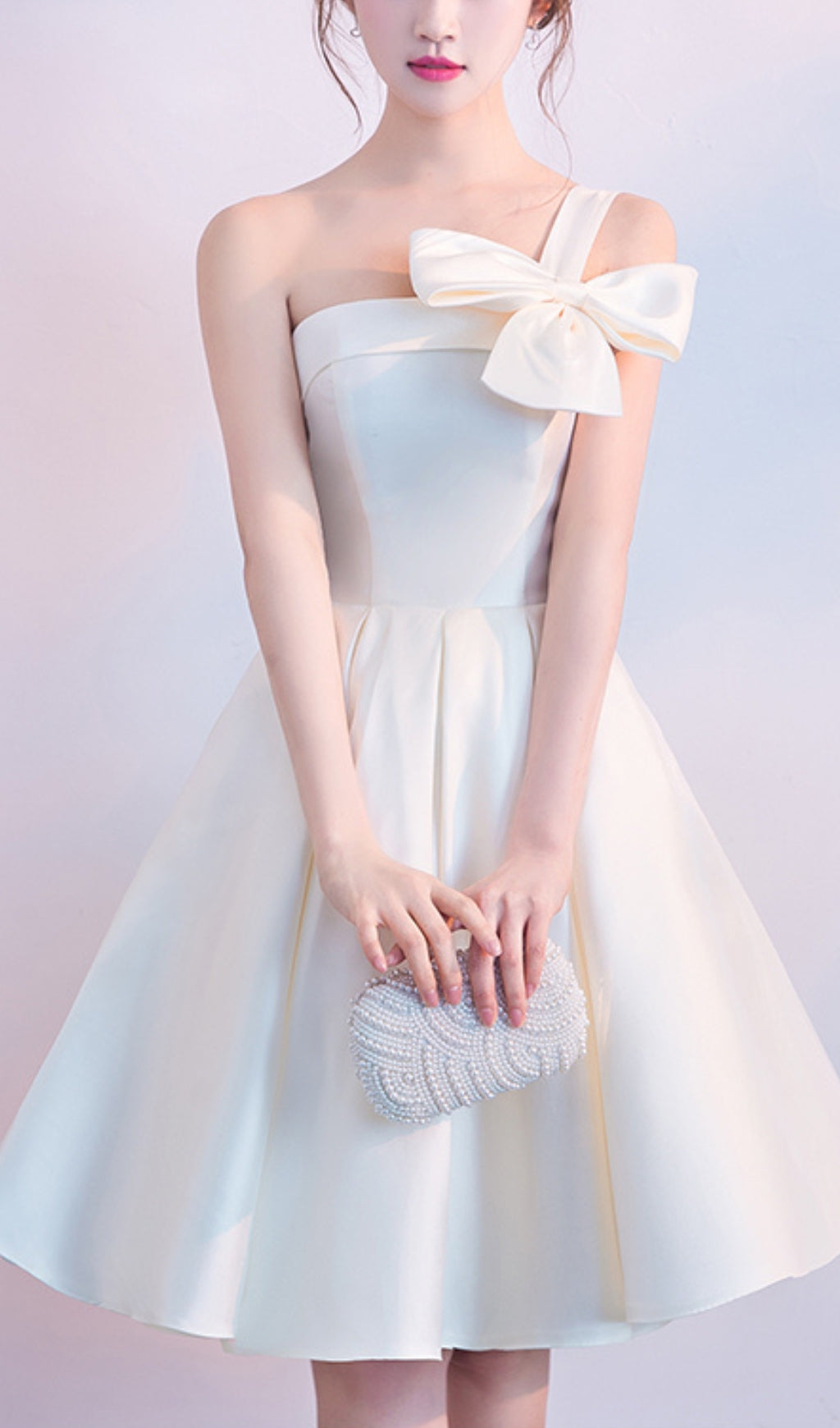Astera Chic One-Shoulder Bow Mini Dress