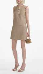 Brendy Gold Boucl Mini Dress