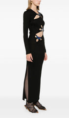Barbel Iridescent Cutout Black Maxi Dress