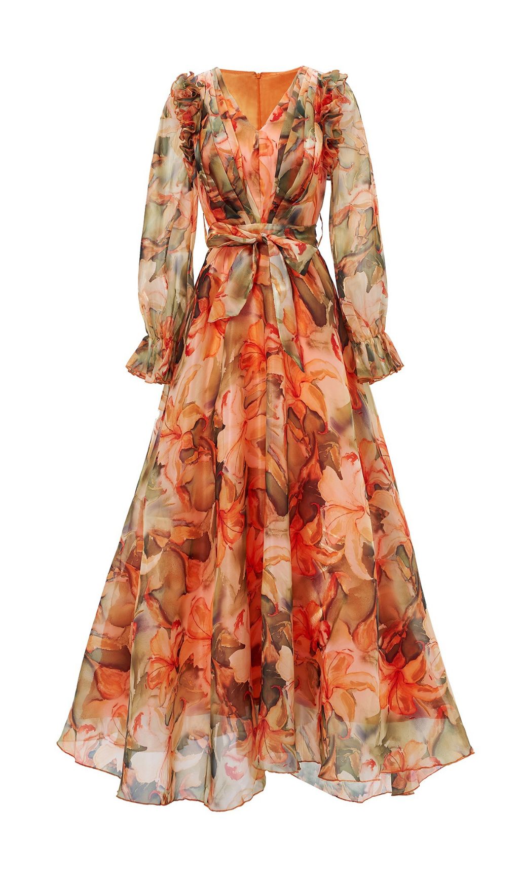 Fenicia Orange Floral Maxi Dress