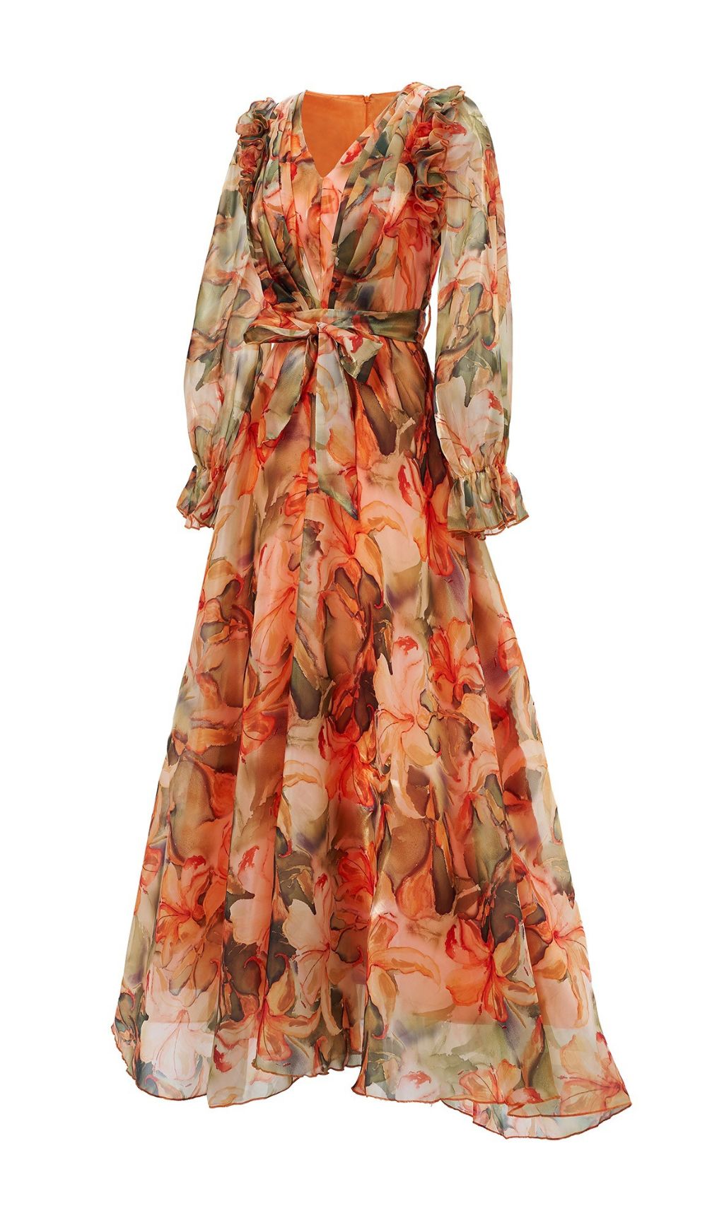Fenicia Orange Floral Maxi Dress