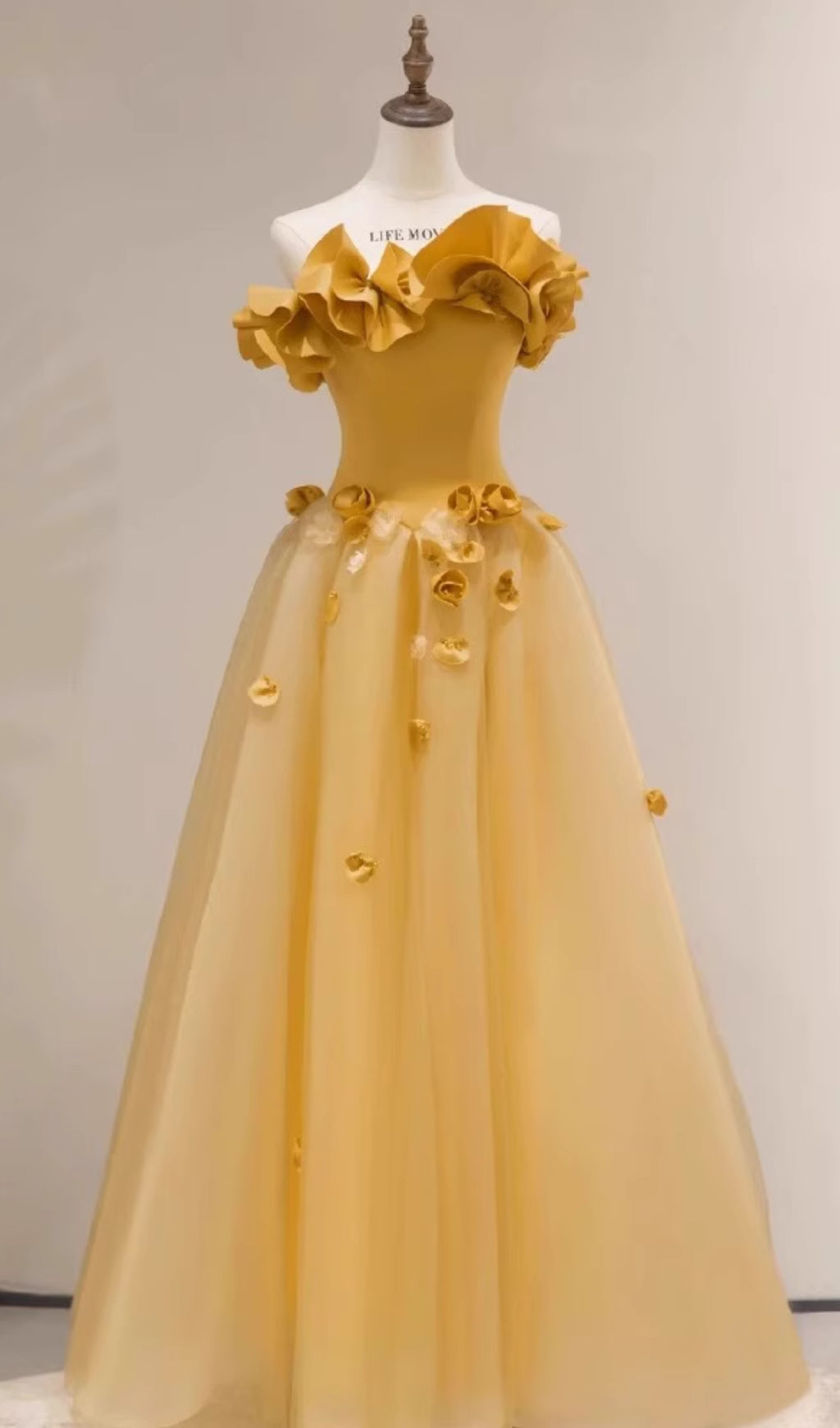 Radiant Dalia Yellow Floral Strapless Maxi Gown