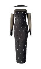 Genia Black Embellished Strapless Maxi Gown