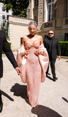 Brylee Luxe Pink Strapless Sequin Corset Maxi Dress