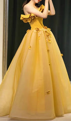 Radiant Dalia Yellow Floral Strapless Maxi Gown