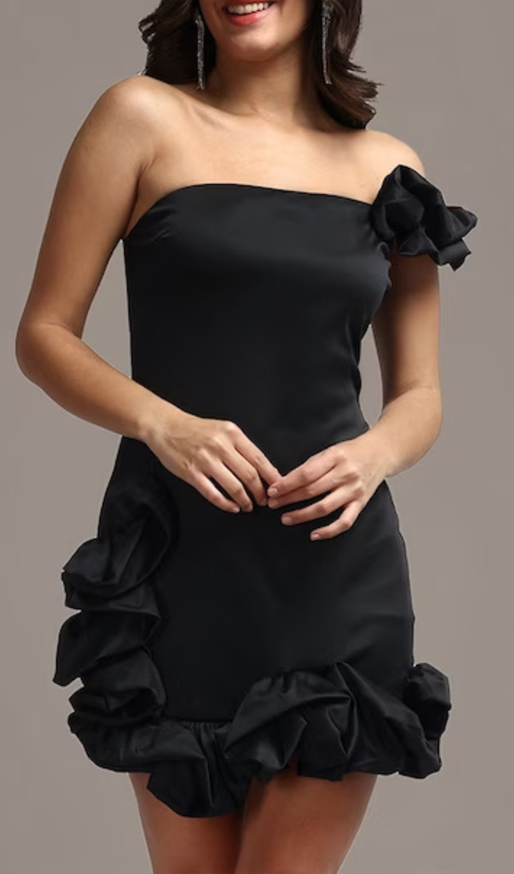 Ayaz Ruffled Strapless Mini Dress