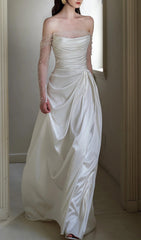 Delta Elegant Satin Ruched Wedding Dress