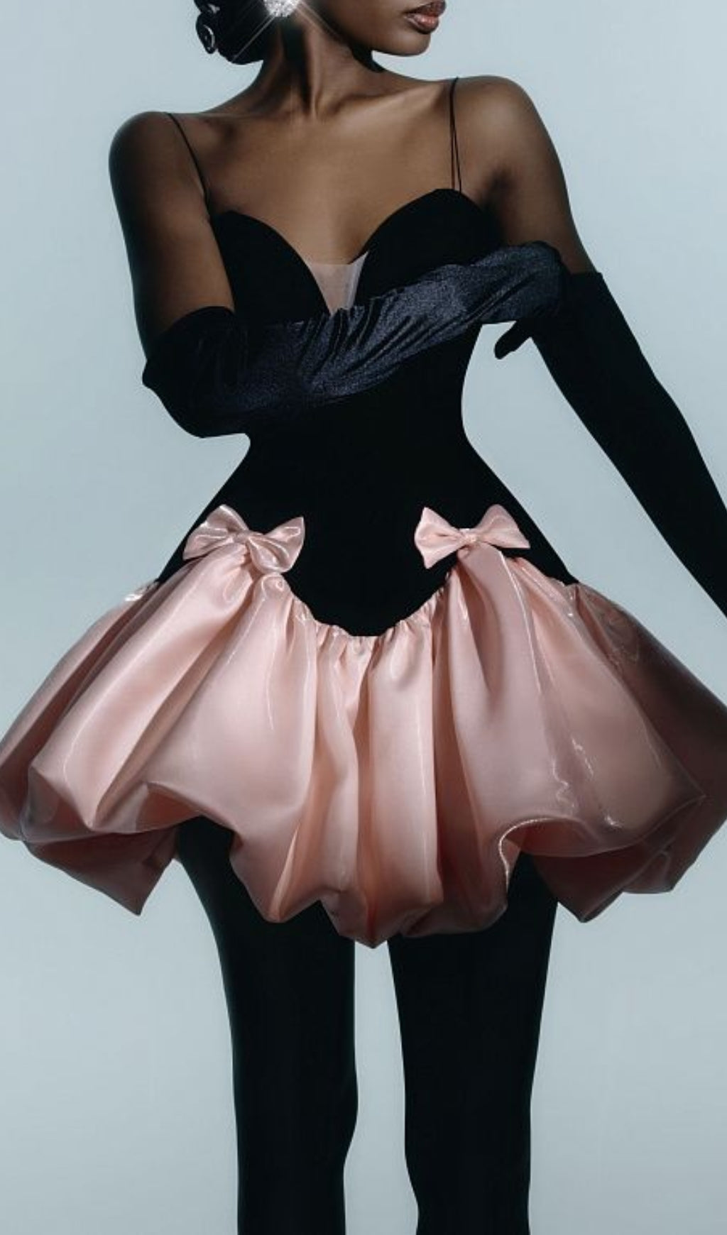Chic Black & Pink Bow Mini Dress