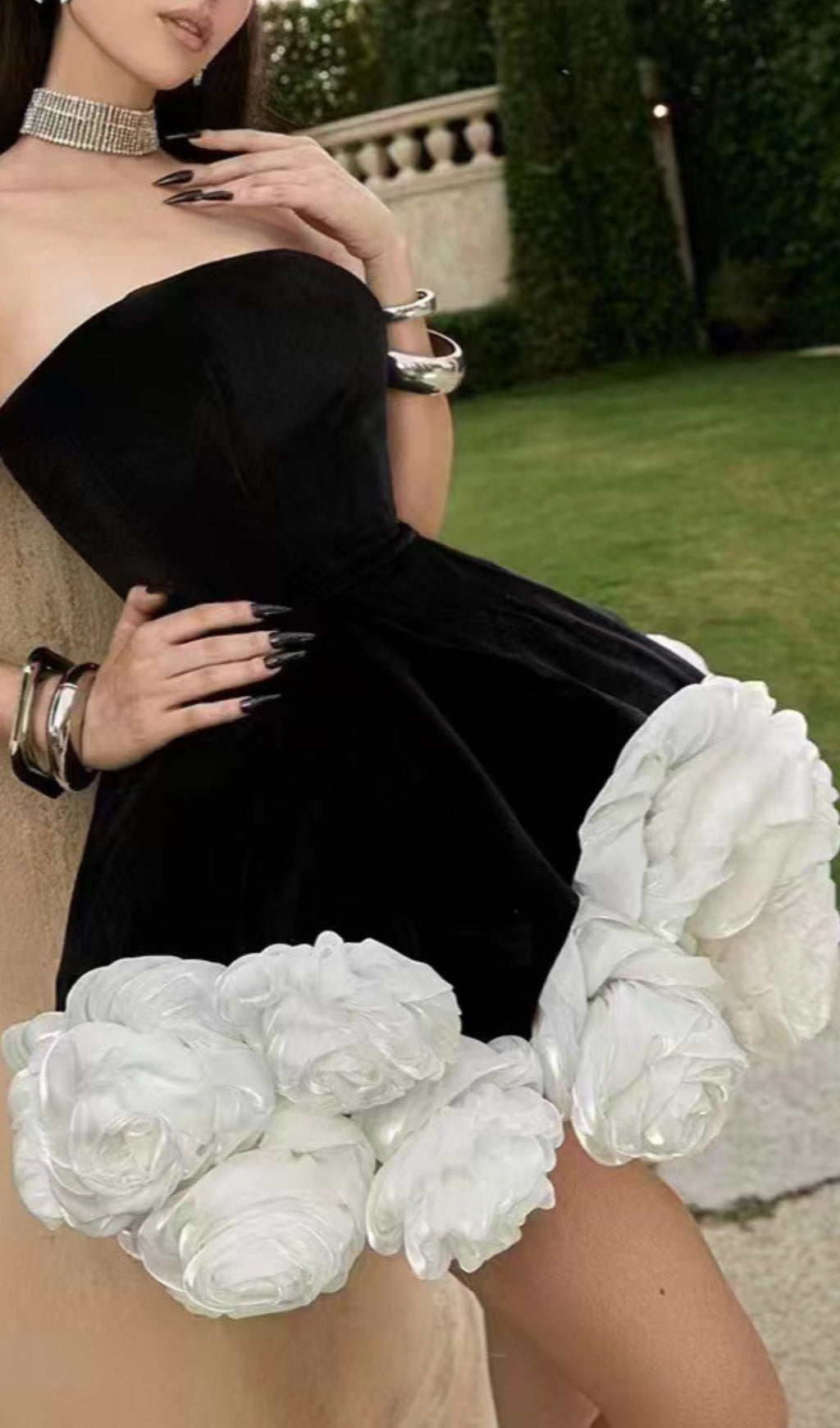 Candie Black Velvet Strapless Mini Dress