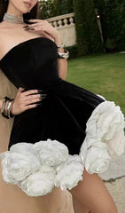 Candie Black Velvet Strapless Mini Dress
