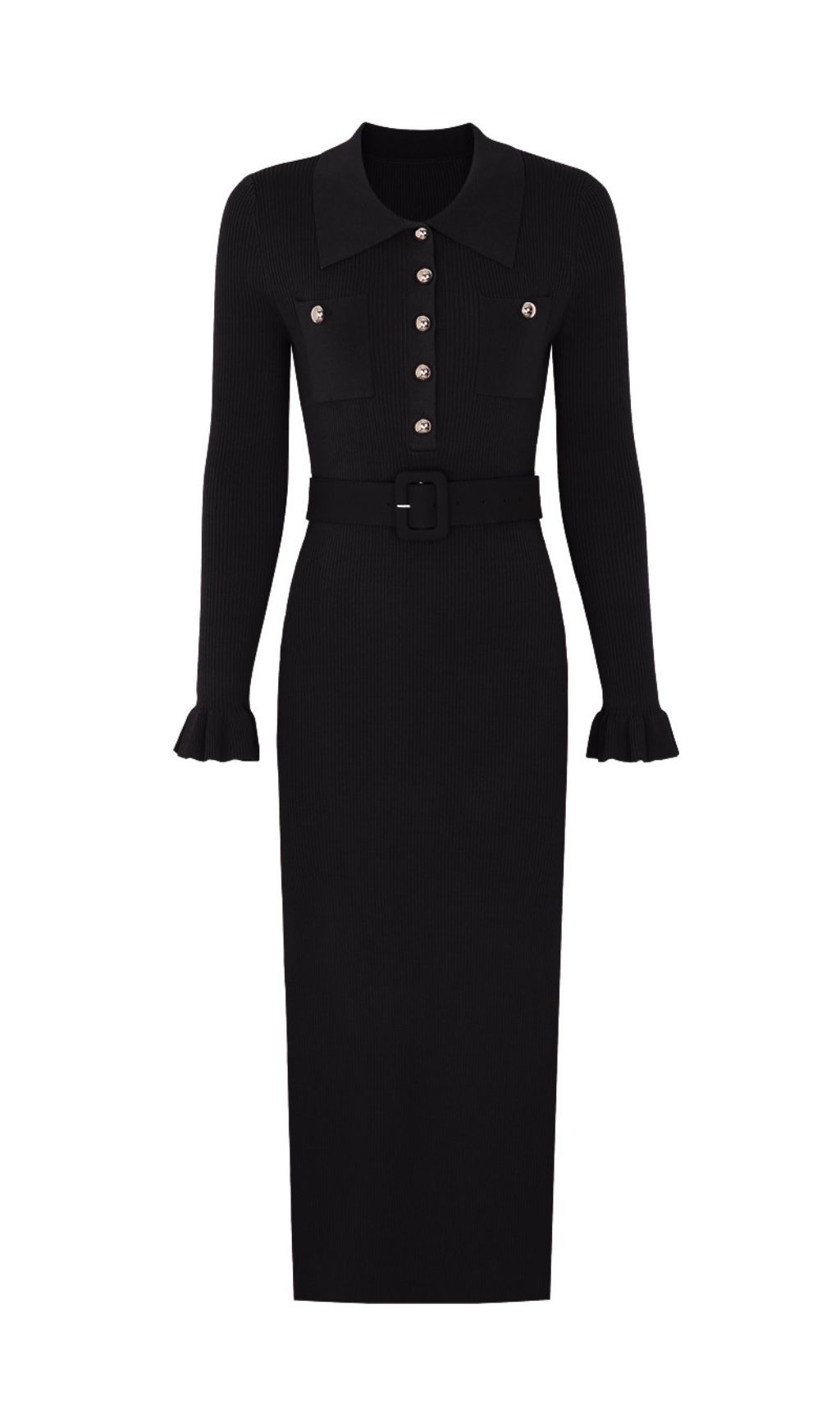 Jacek Elegant Ribbed Knit Midi Dress