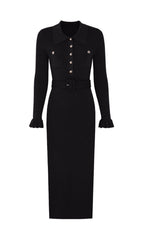 Jacek Elegant Ribbed Knit Midi Dress