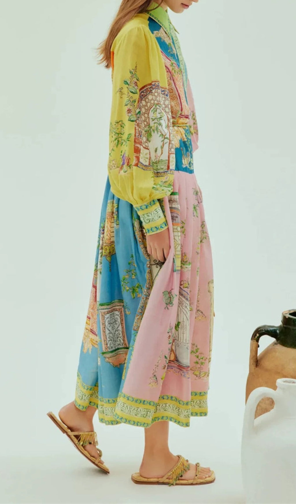 Elgin Vibrant Patchwork Print Midi Dress