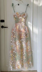 Itsuo Whimsical Floral Embroidery Maxi Dress