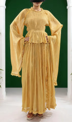 Holle Golden Pleated Maxi Dress for Women