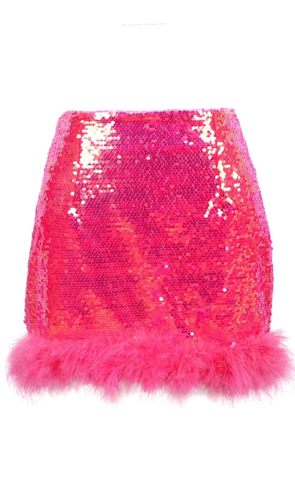 Glamorous Sequin & Feather Mini Skirt