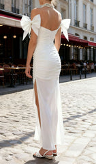 Ines White Cutout Bow Maxi Dress