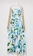 Hestia Strapless Blue Floral Maxi Dress