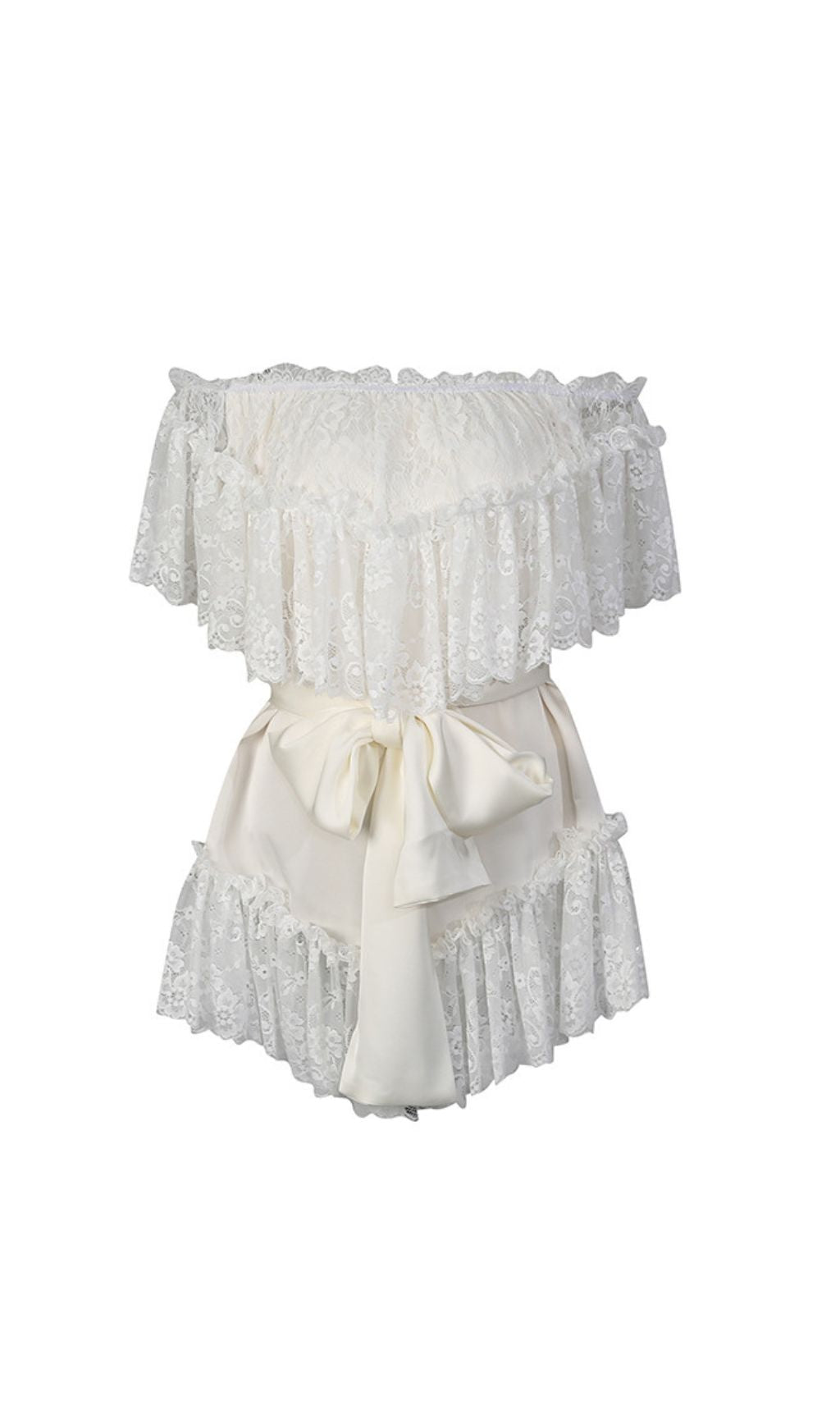 Basye Enchanting Off-Shoulder Lace Mini Dress