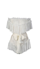 Basye Enchanting Off-Shoulder Lace Mini Dress