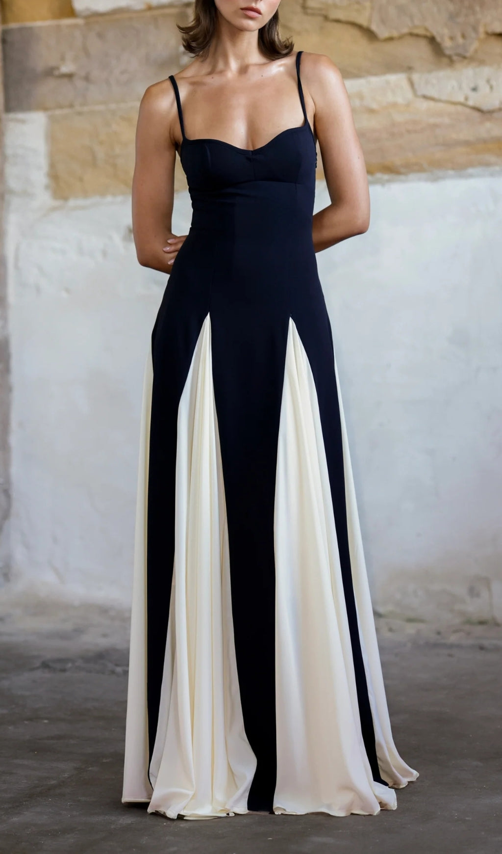 Brynna Black & White Patchwork Maxi Dress