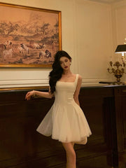 Ivory Straps Chiffon Short Simple Graduation Dress